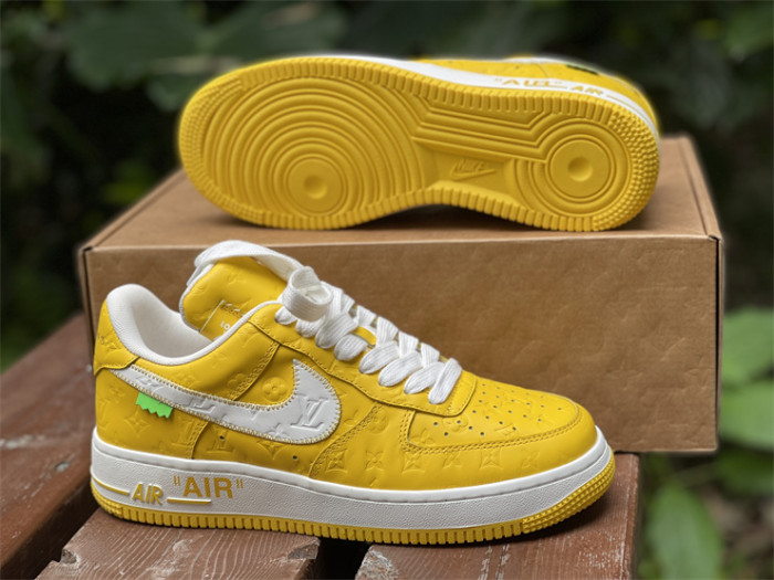 LOUIS VUITTON × Nike Air Force 1 Low White and Yellow Color（7-12 work day deliver）