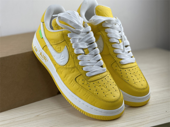 LOUIS VUITTON × Nike Air Force 1 Low White and Yellow Color（7-12 work day deliver）
