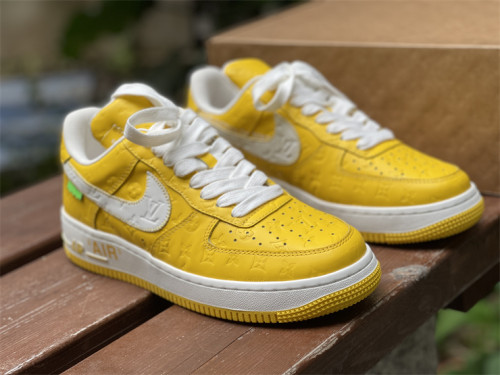 LOUIS VUITTON × Nike Air Force 1 Low White and Yellow Color（7-12 work day deliver）