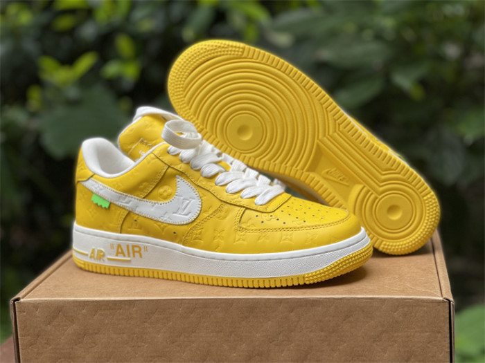 LOUIS VUITTON × Nike Air Force 1 Low White and Yellow Color（7-12 work day deliver）