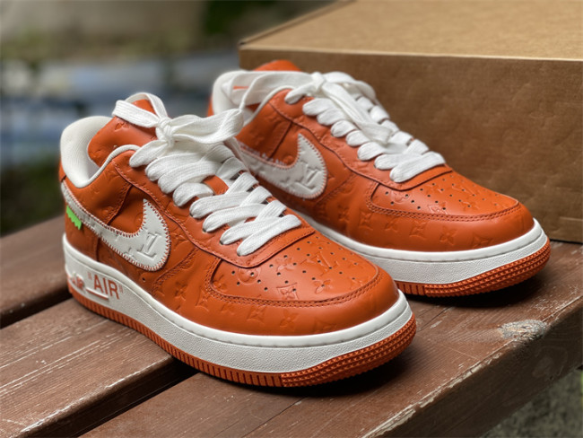 LOUIS VUITTON × Nike Air Force 1 Low White and Orange（7-12 work day deliver）