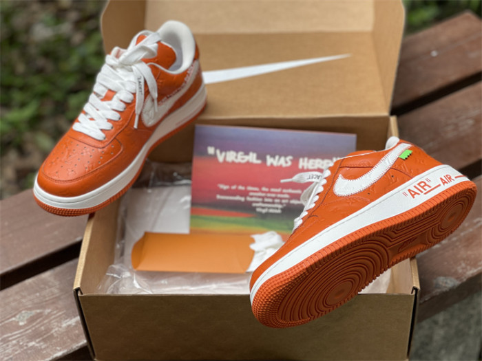LOUIS VUITTON × Nike Air Force 1 Low White and Orange（7-12 work day deliver）