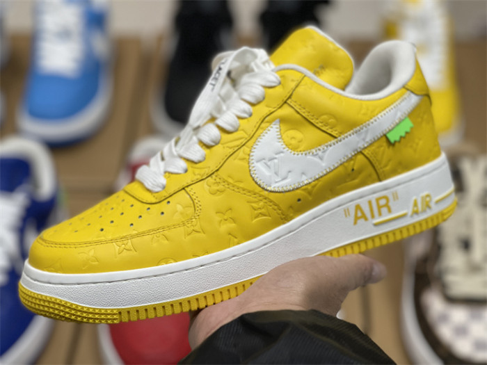 LOUIS VUITTON × Nike Air Force 1 Low White and Yellow Color（7-12 work day deliver）