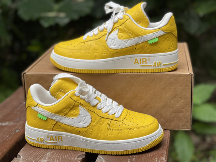 LOUIS VUITTON × Nike Air Force 1 Low White and Yellow Color（7-12 work day deliver）