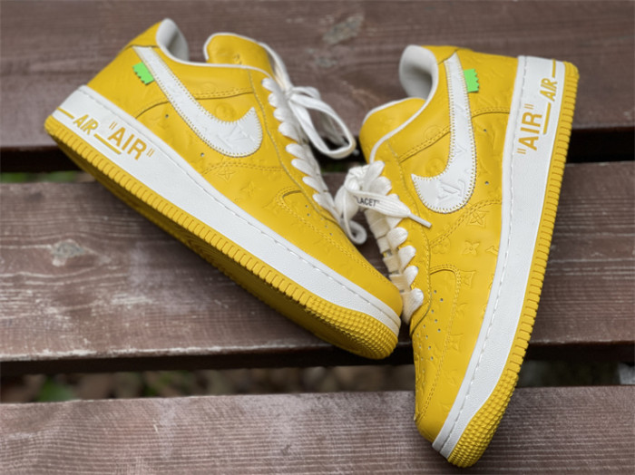 LOUIS VUITTON × Nike Air Force 1 Low White and Yellow Color（7-12 work day deliver）