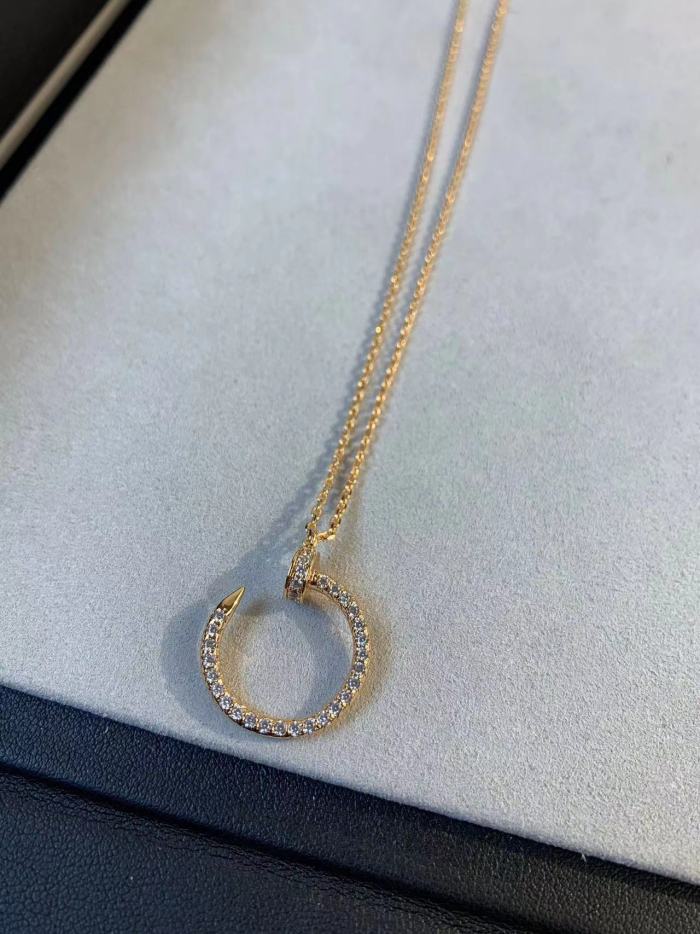 Small full diamond nail necklace