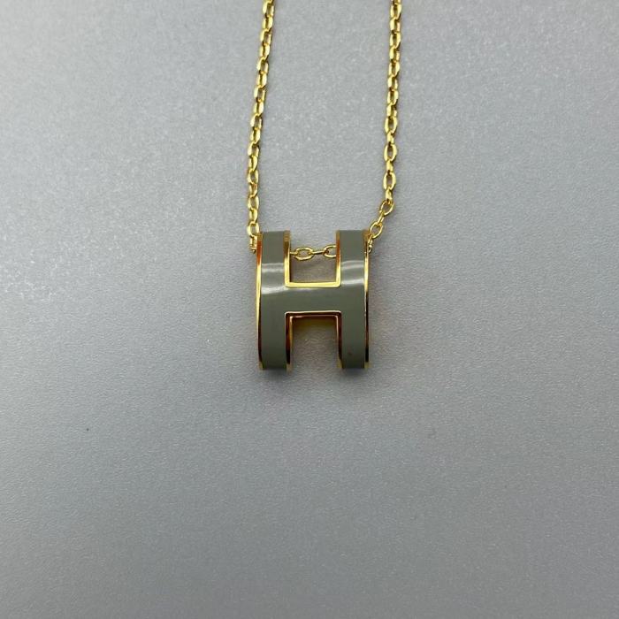 Multicolor letter H Logo Necklace