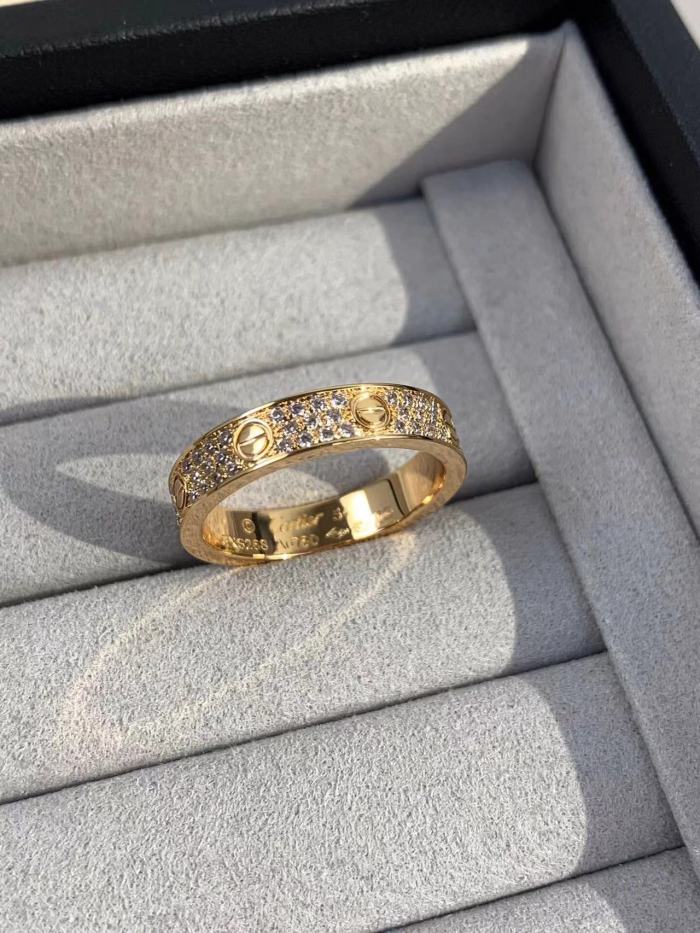 4mm Tri Color V gold three row full diamond ring