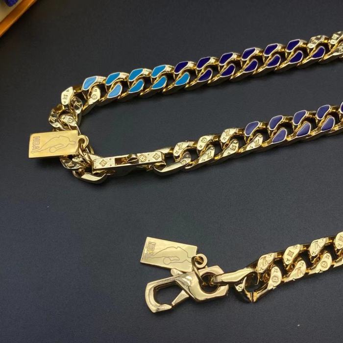 LV&NBA联名金色手链项链合集