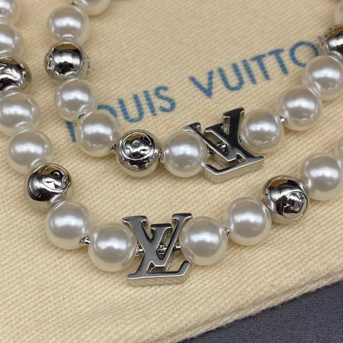 White Beaded Bracelet Necklace