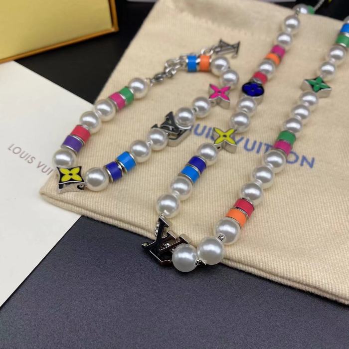 Colored Pearl Bracelet Necklace