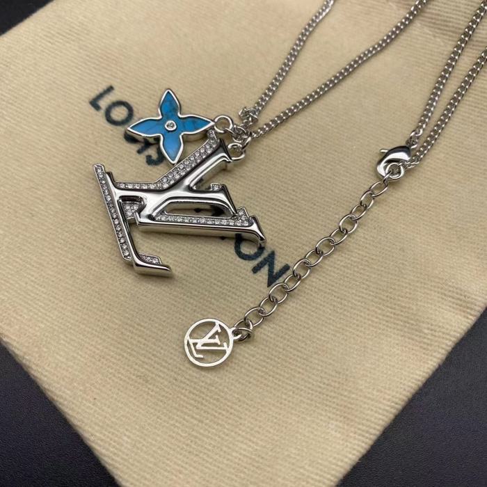 Diamond inlaid logo necklace