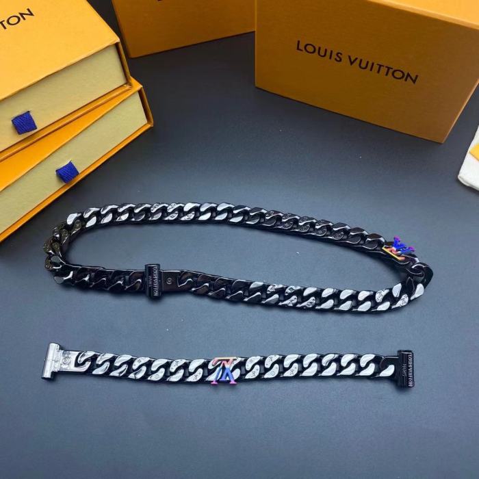 LV黑钢淬火小标手链项链合集