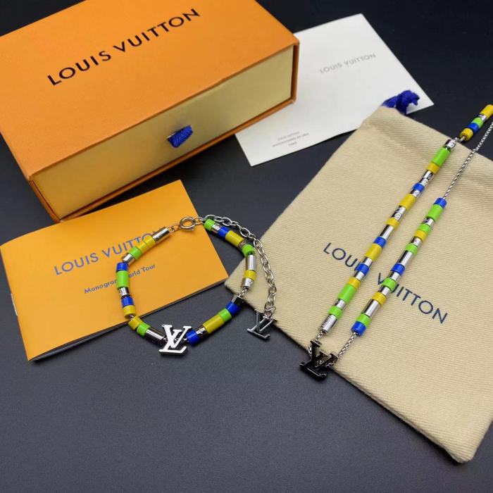 Tricolor cylindrical logo Bracelet Necklace