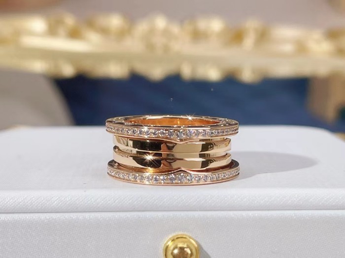 Two color diamond inlaid small waist ring