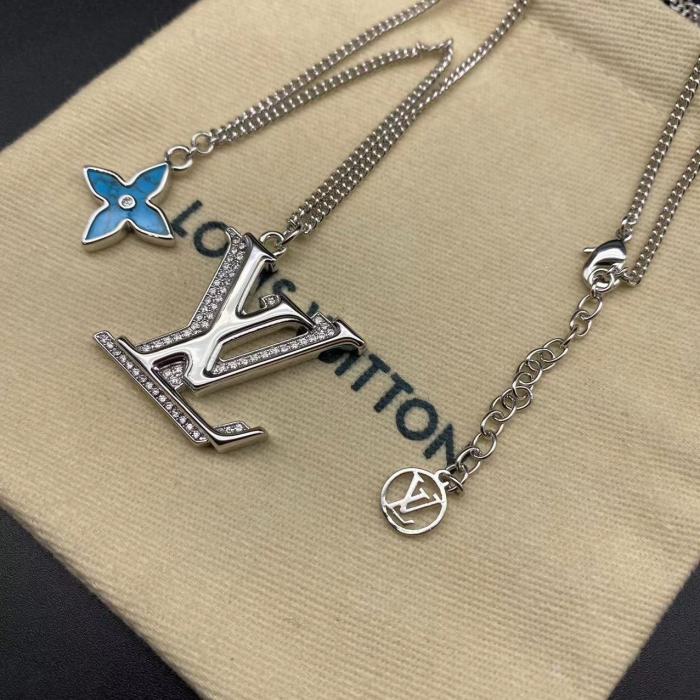 Diamond inlaid logo necklace