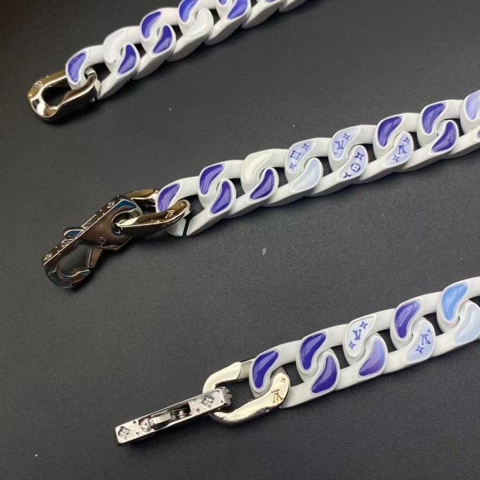 LV骨白蓝手链项链合集