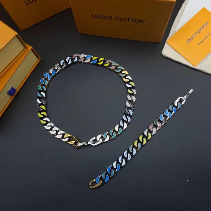 LV冷色系彩色手链项链合集
