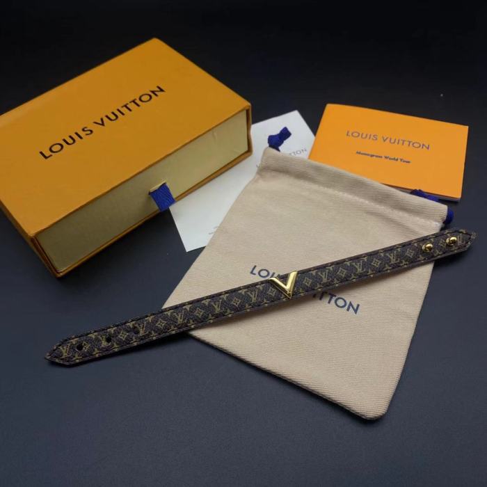 Leather Bracelet metal letter button Bracelet