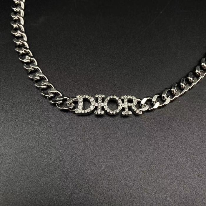 Diamond studded logo pendant necklace