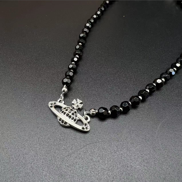 An obsidian necklace