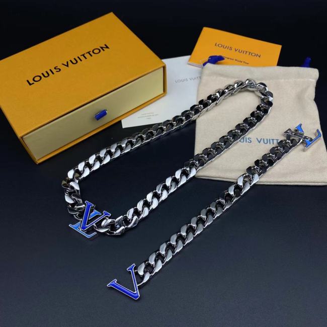 Blue logo bracelet necklace