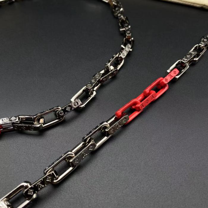 Half red necklace bracelet