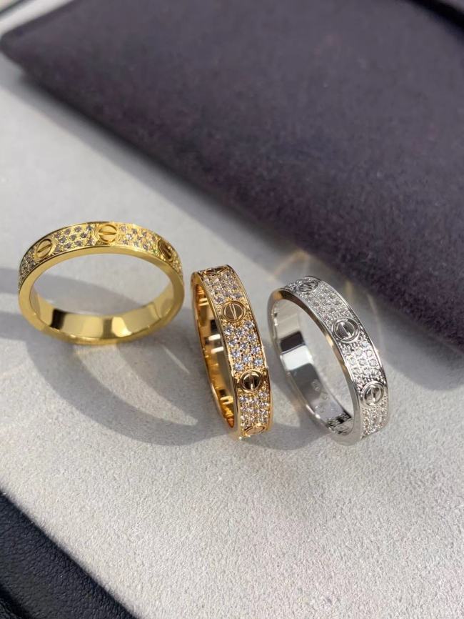 4mm Tri Color V gold three row full diamond ring