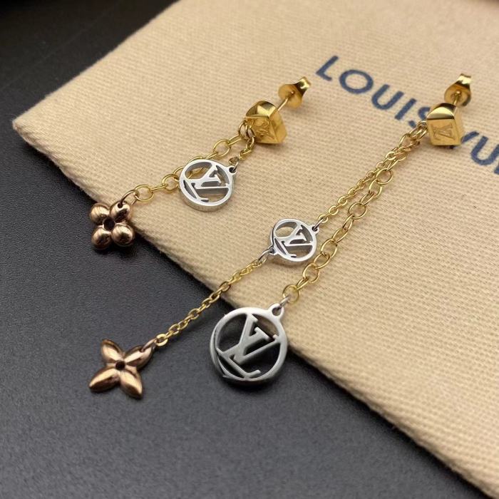 Flower three-dimensional Pendant Long chain earrings earrings