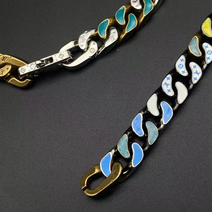 LV冷色系彩色手链项链合集