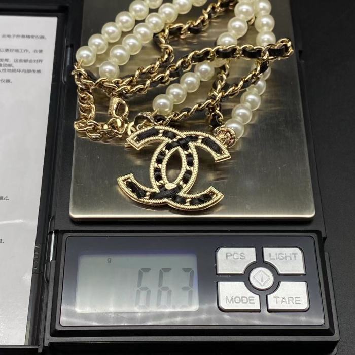 Logo Pendant Pearl Necklace