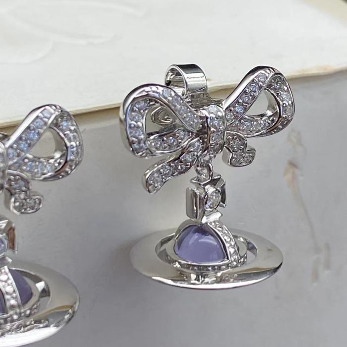 S925 Bow tie earrings
