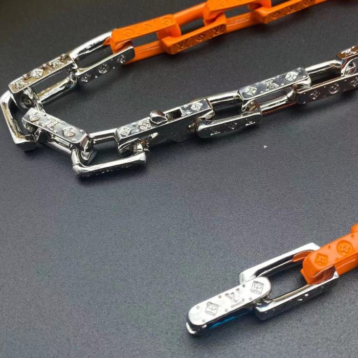 LV黑橙竹节手链项链合集