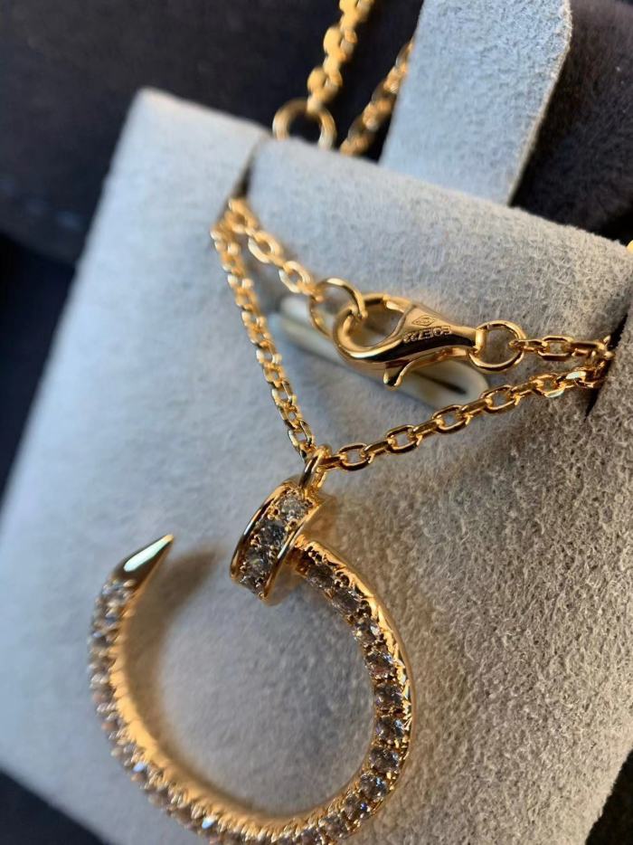 Small full diamond nail necklace