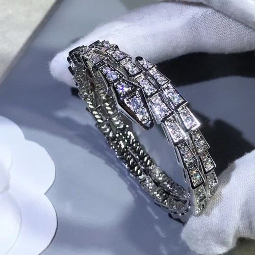 Snake shaped three-layer diamond inlaid Adjustable Bracelet