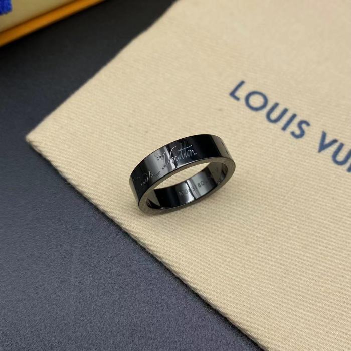 Black steel 3D embossed logo letter ring