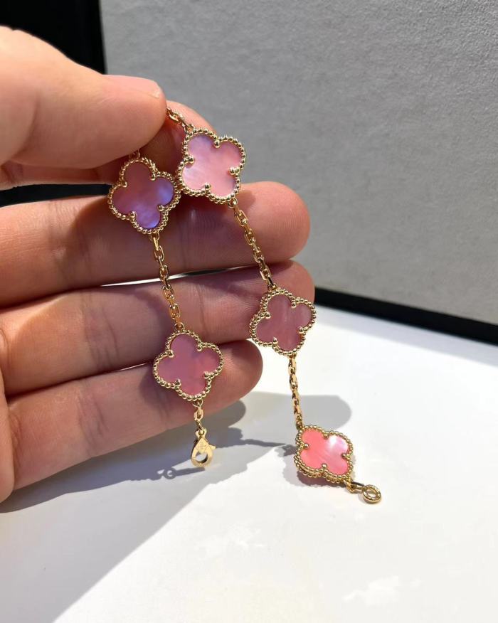 5 Flower Four Leaf Grass Bracelet