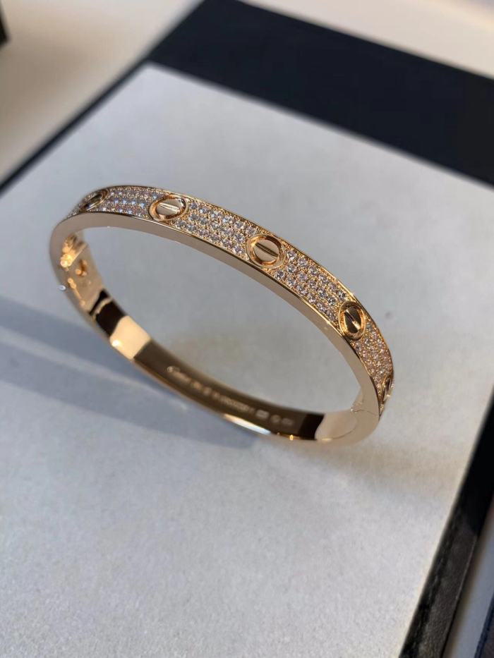 Three color three row full diamond bracelet