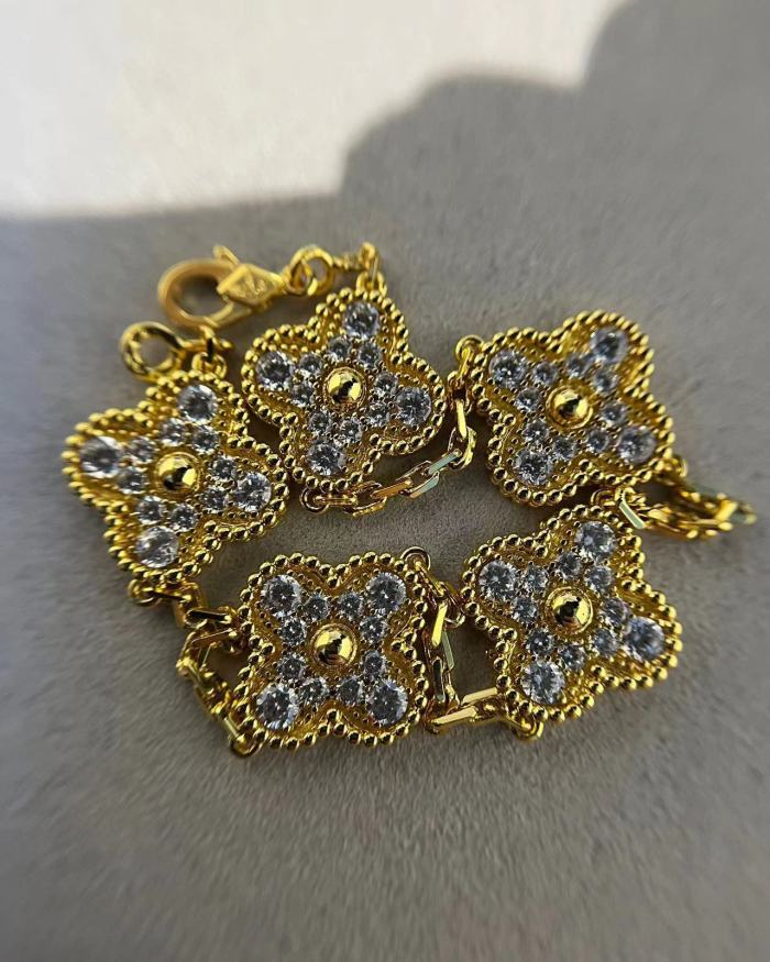 Full Diamond 5 Flower Bracelet