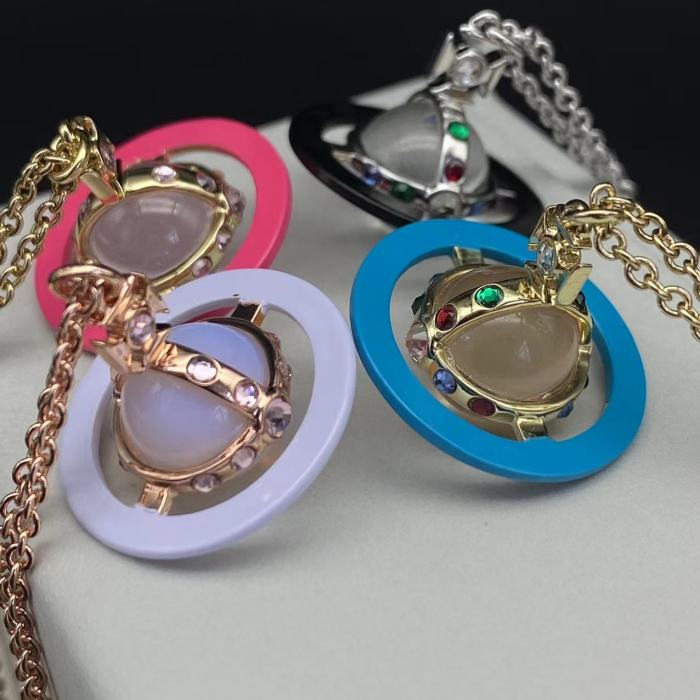 Four color Saturn necklace