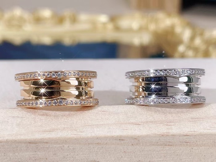Two color diamond inlaid small waist ring