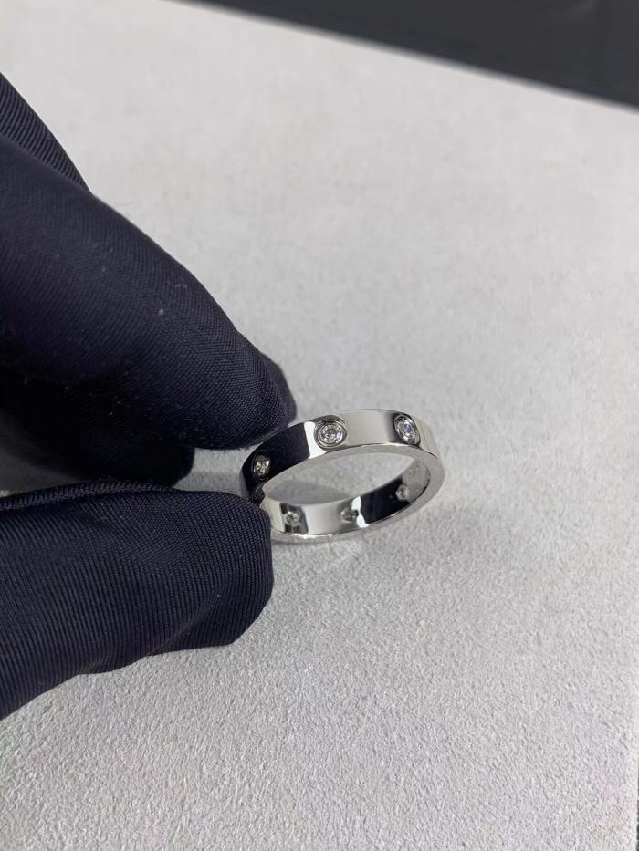 4mm smooth tricolor V gold full diamond ring