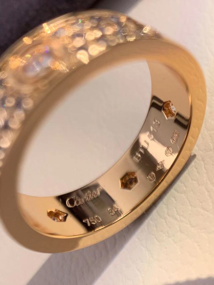 6.5mm tricolor V gold three row full diamond ring