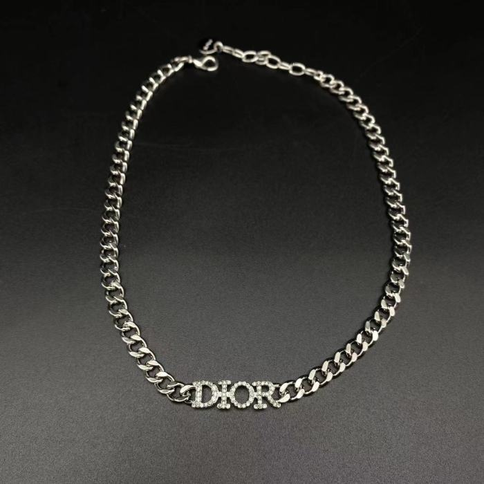 Diamond studded logo pendant necklace