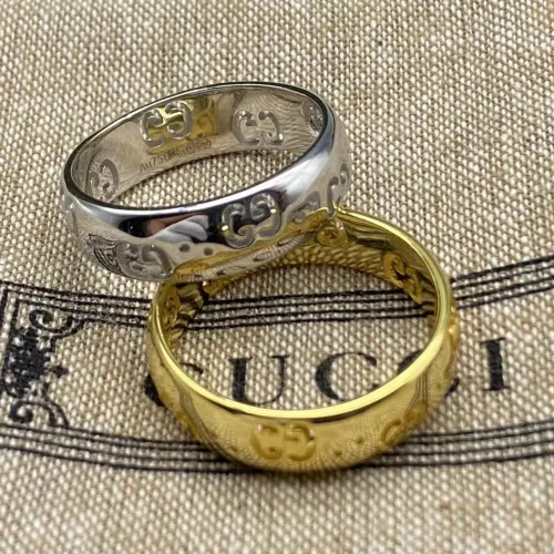 Two color gold plated hollow logo ring