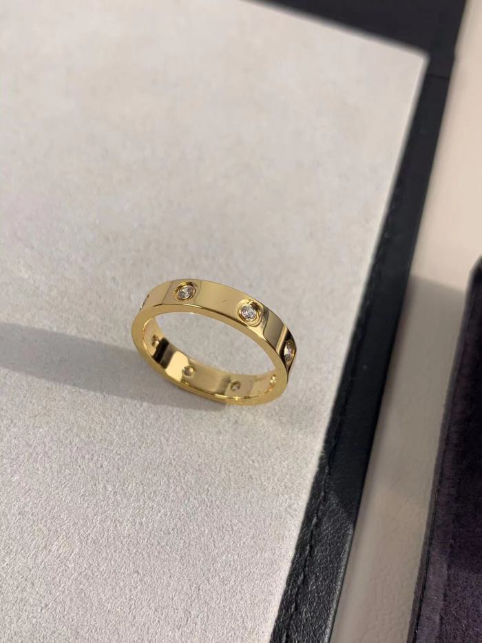 4mm smooth tricolor V gold full diamond ring