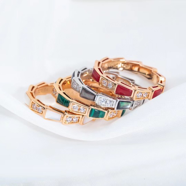 Narrow gem snake ring