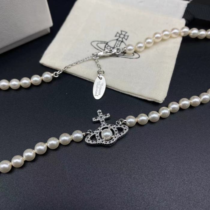 Silver Sandwich Pearl Necklace