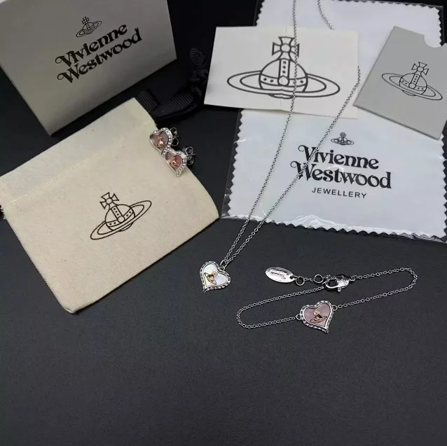 Pink shell love necklace/bracelet/stud earrings