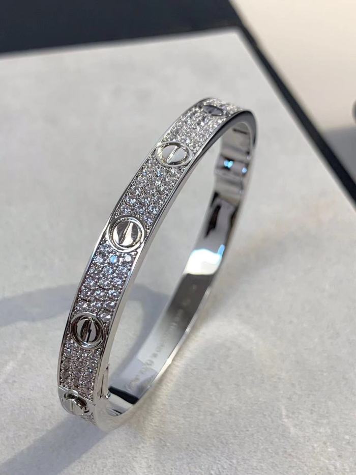 Three color three row full diamond bracelet